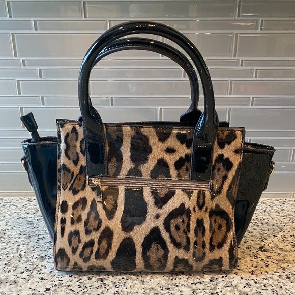Women's Satchel, NWOT, Black w/ Cheetah Print - Picture 2 of 8